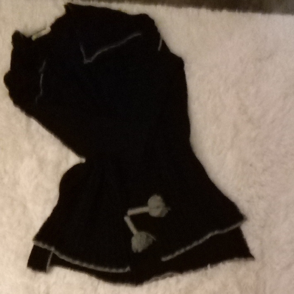 Black Knit Sweater with Pom Poms